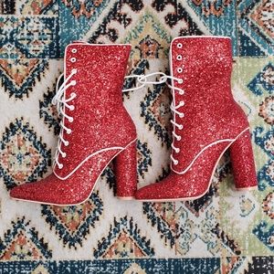 NWOT Glitter Lace Up Boot